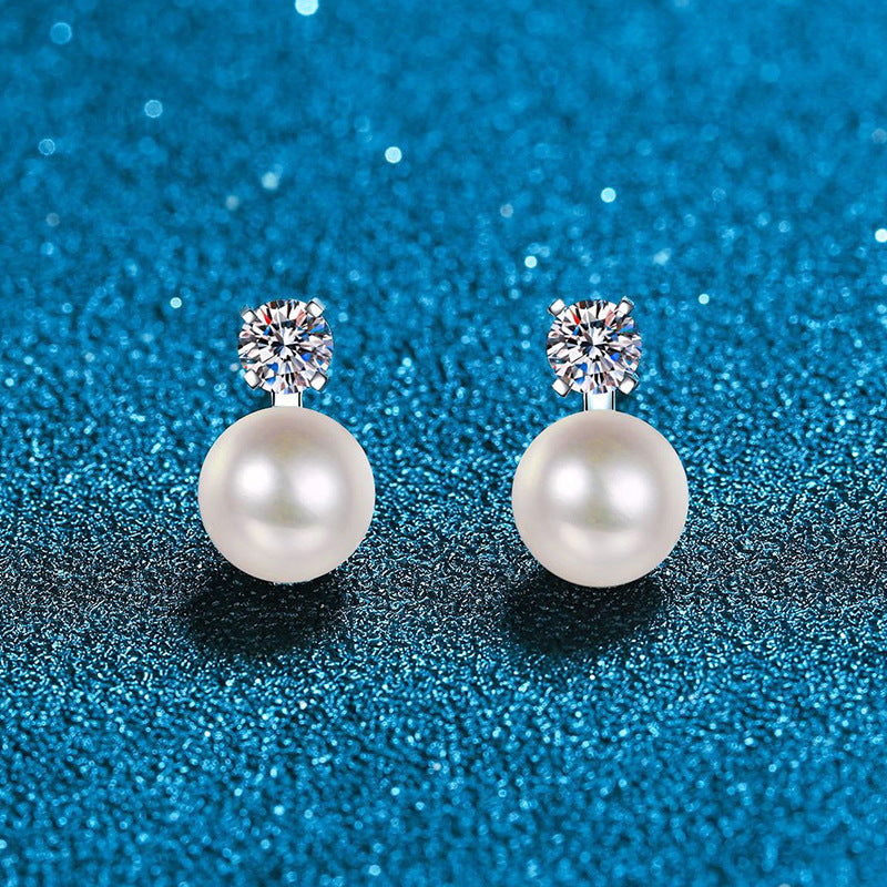 [Riva Jewelry]エレガント 天然パール＆モアッサナイト ドロップピアス