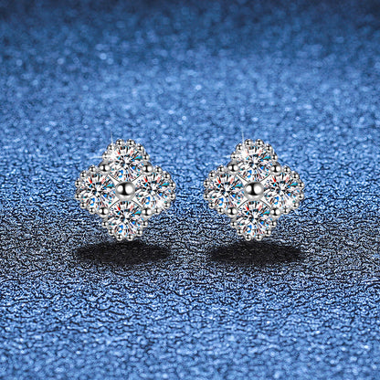 [Riva Jewelry]ELEGANTE VIERBLÄTTRIGE KLEE-MOISSANIT-OHRSTECKER
