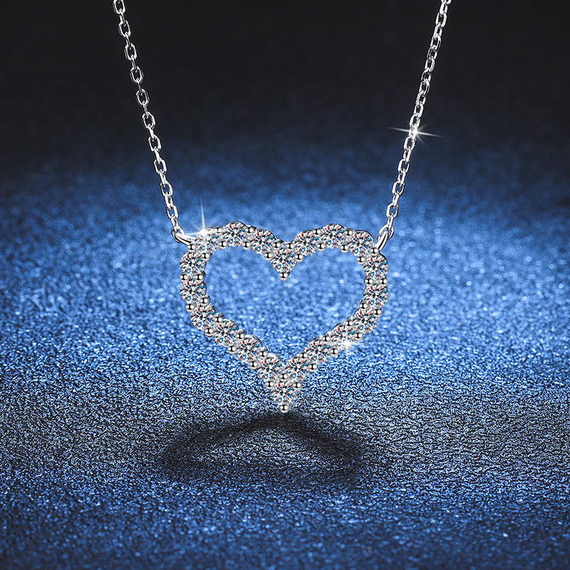 [Riva Jewelry]ROMANTISCHE HERZ-MOISSANIT-ANHÄNGERKETTE