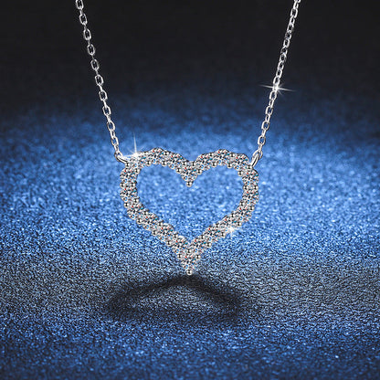 [Riva Jewelry]ROMANTISCHE HERZ-MOISSANIT-ANHÄNGERKETTE