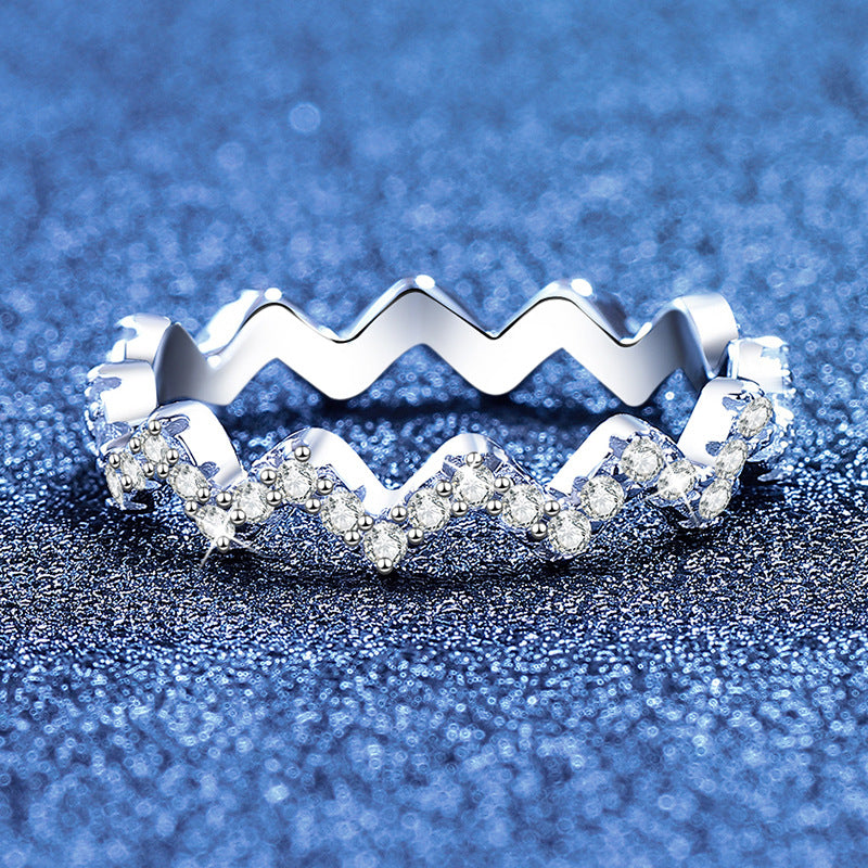 [Riva Jewelry]シックウェーブモアッサナイトエタニティリング