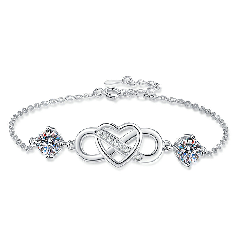 [Riva Jewelry]ダブルストーン "ラブリンク" モアッサナイト ブレスレット