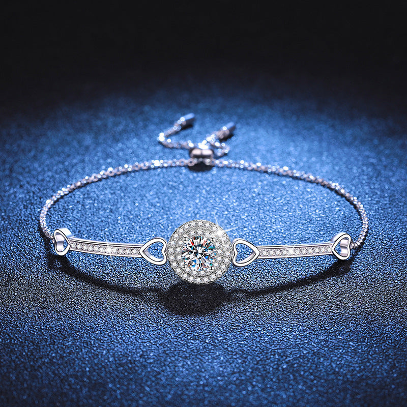 [Riva Jewelry]VERSCHRÄNKTES HERZ- & KREIS-MOISSANIT-ARMBAND