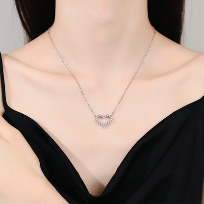 [Riva Jewelry]ROMANTISCHE HERZ-MOISSANIT-ANHÄNGERKETTE