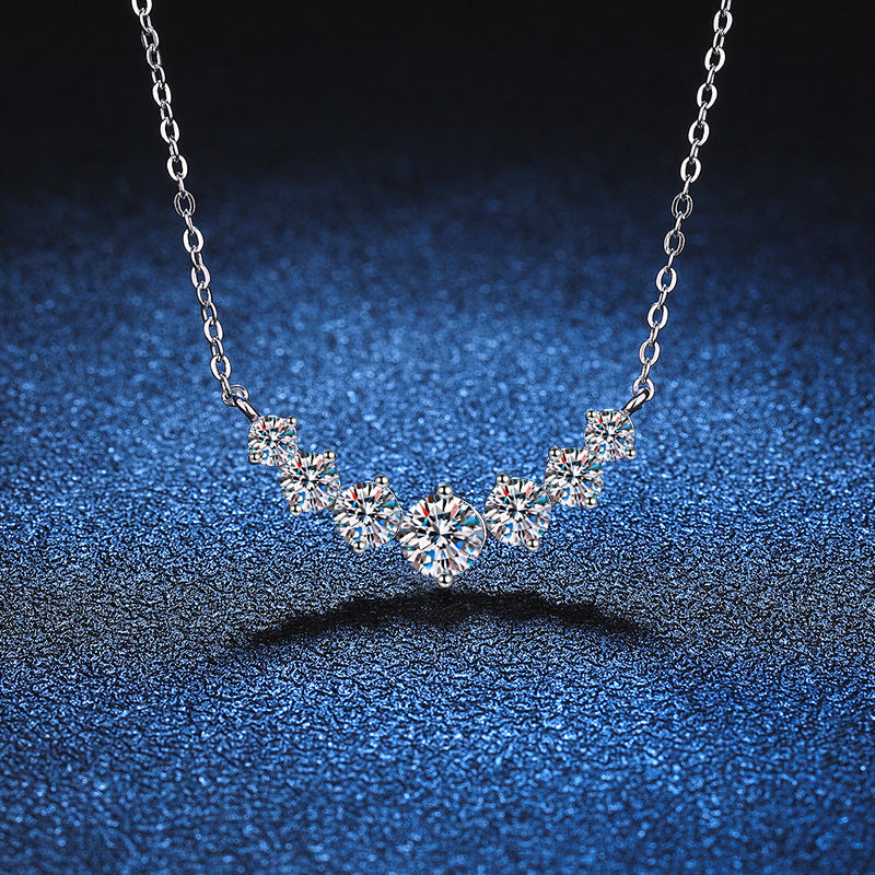 [Riva Jewelry]ミニマリストカーブスマイルモアッサナイトネックレス