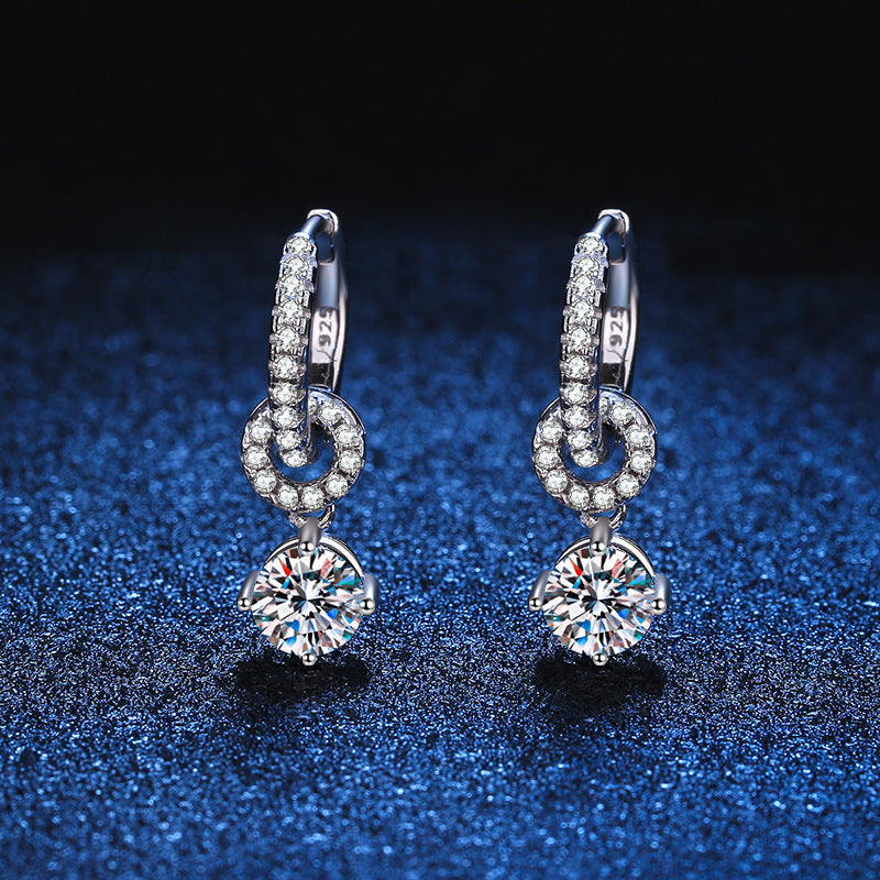 [Riva Jewelry]VERSCHRÄNKTE DOPPELRING-MOISSANIT-OHRHÄNGER