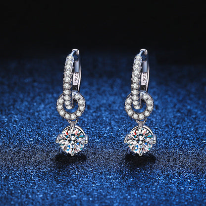 [Riva Jewelry]VERSCHRÄNKTE DOPPELRING-MOISSANIT-OHRHÄNGER