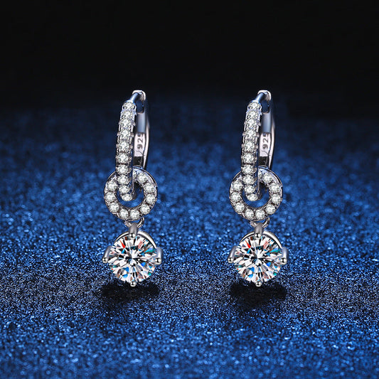 [Riva Jewelry]VERSCHRÄNKTE DOPPELRING-MOISSANIT-OHRHÄNGER