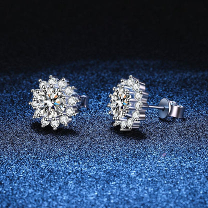 [Riva Jewelry]BLOOMING SUNFLOWER MOISSANITE STUD EARRINGS