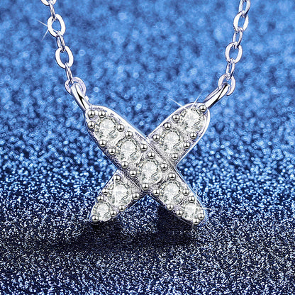 [Riva Jewelry]モダンXシェイプ パヴェモアッサナイトネックレス