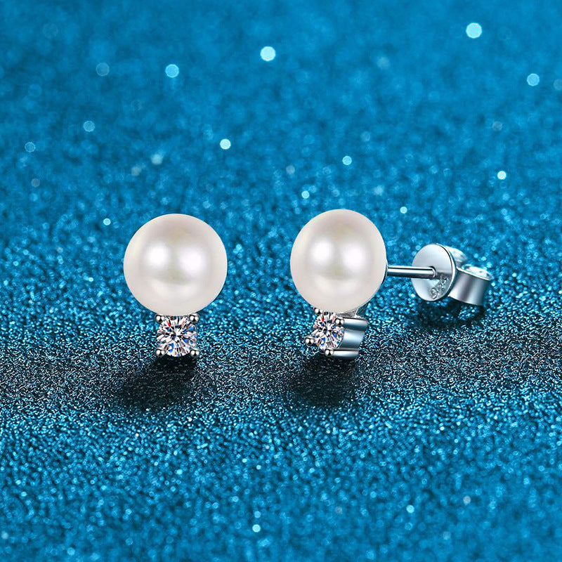 [Riva Jewelry]エレガント 天然パール＆モアッサナイト ドロップピアス