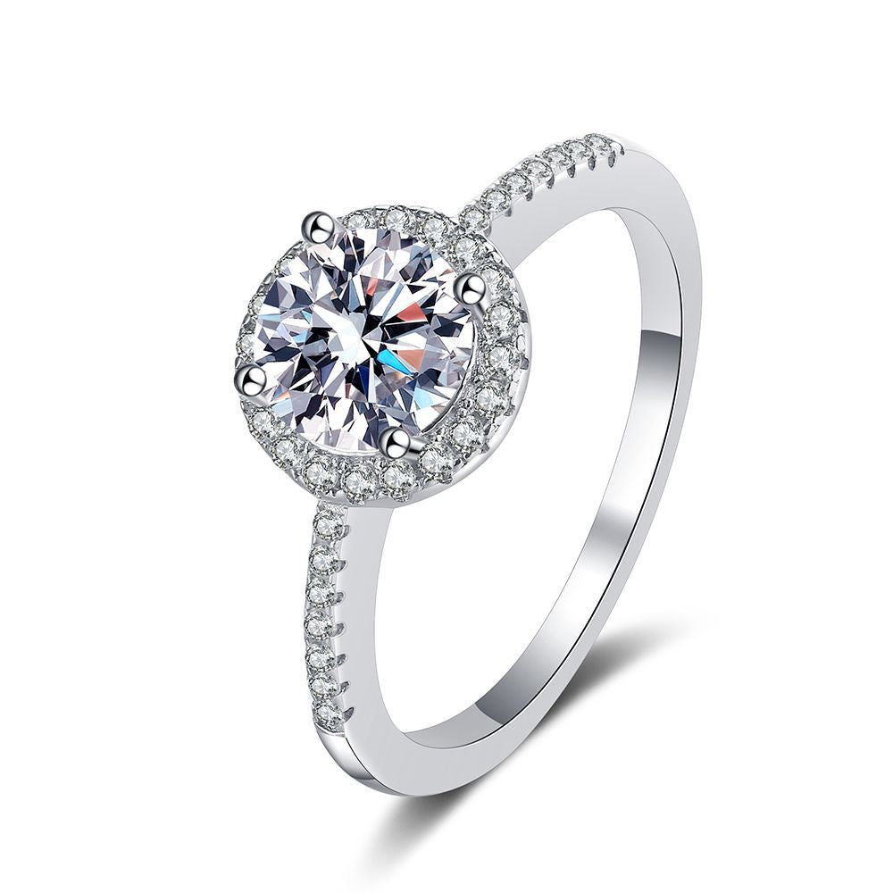 [Riva Jewelry]STRAHLENDER RUNDER HALO-VERLOBUNGSRING MIT MOISSANIT