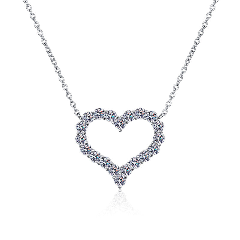 [Riva Jewelry]ROMANTISCHE HERZ-MOISSANIT-ANHÄNGERKETTE