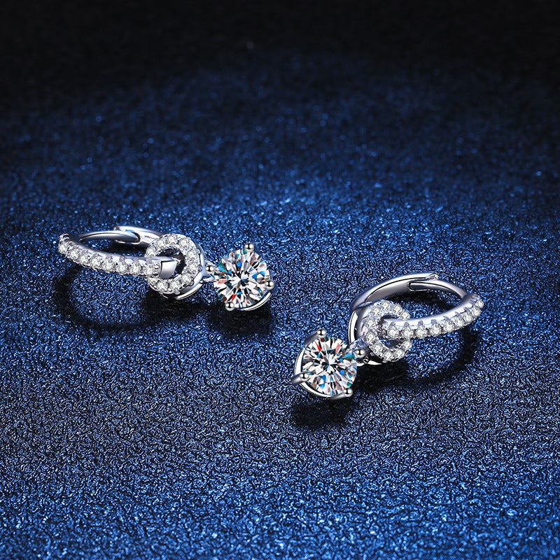 [Riva Jewelry]VERSCHRÄNKTE DOPPELRING-MOISSANIT-OHRHÄNGER
