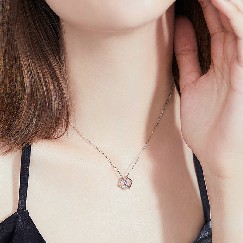 [Riva Jewelry]GEOMETRISCHE ZUCKERWÜRFEL MOISSANIT-HALSKETTE