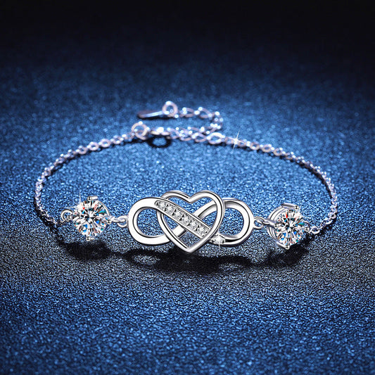 [Riva Jewelry]DOUBLE-STONE "LOVE LINK" MOISSANITE BRACELET