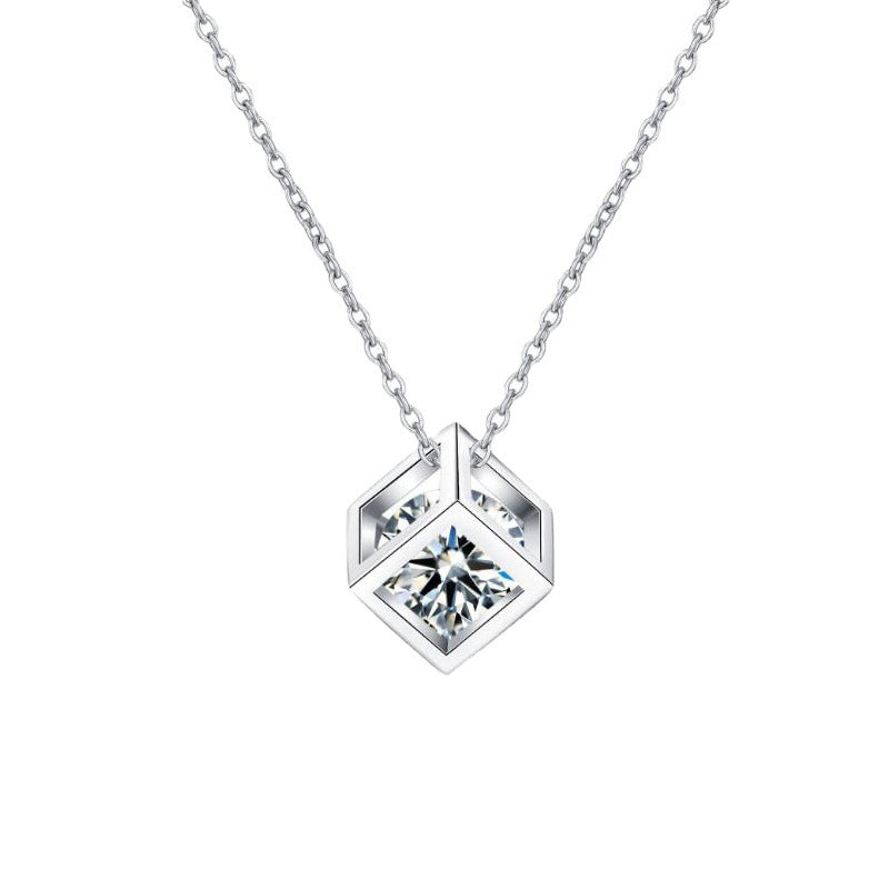 [Riva Jewelry]GEOMETRISCHE ZUCKERWÜRFEL MOISSANIT-HALSKETTE