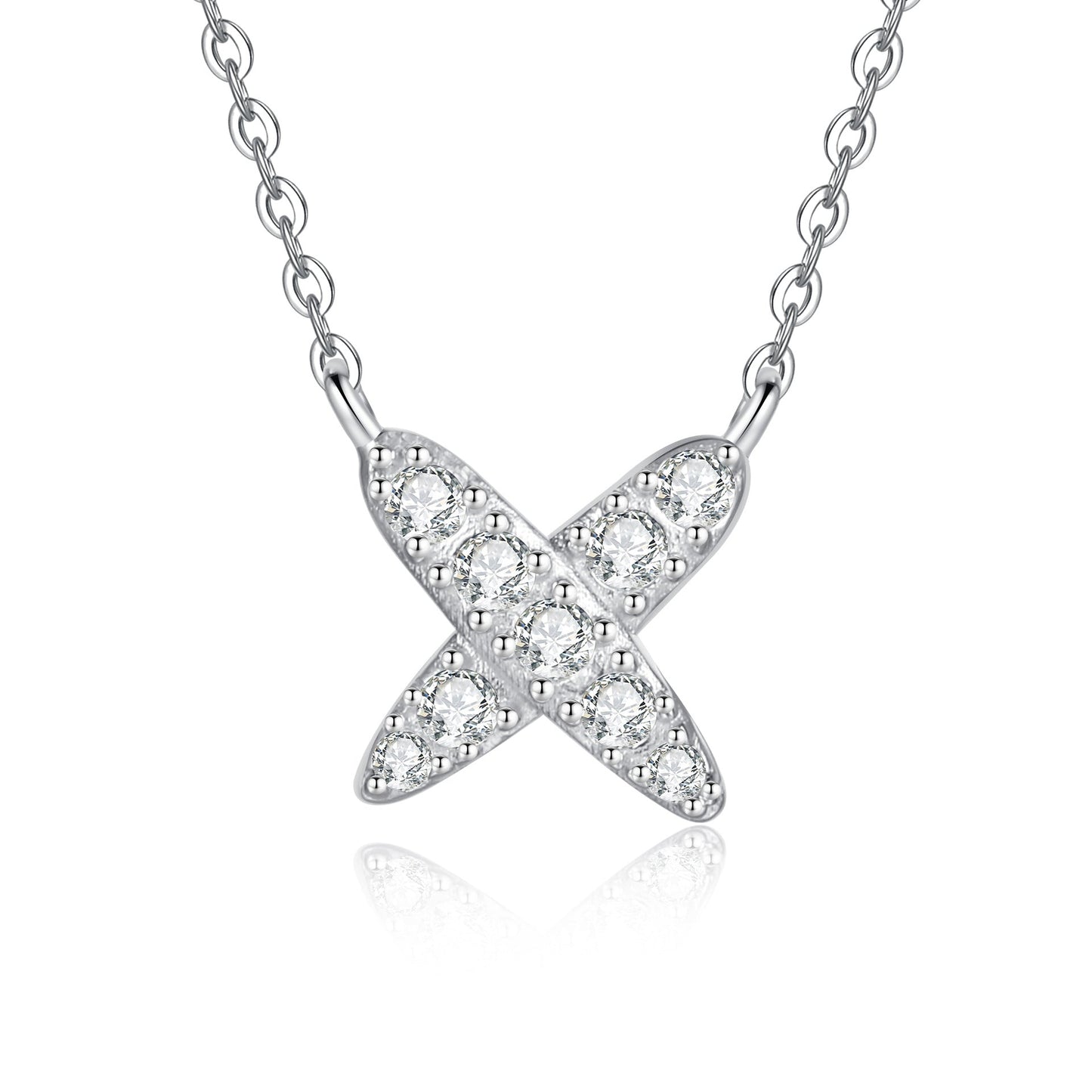 [Riva Jewelry]モダンXシェイプ パヴェモアッサナイトネックレス