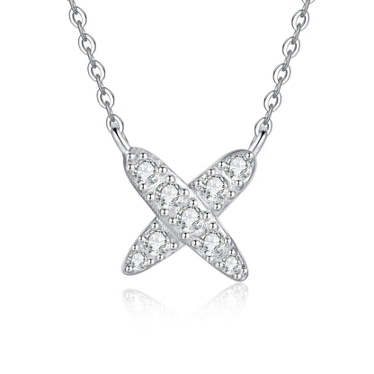 [Riva Jewelry]モダンXシェイプ パヴェモアッサナイトネックレス