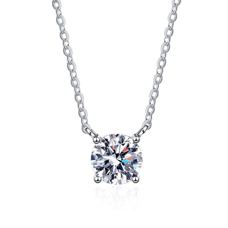 [Riva Jewelry]KLASSISCHE VIER-KRALLEN SOLITÄR-MOISSANIT-HALSKETTE