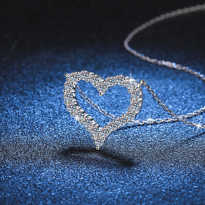 [Riva Jewelry]ROMANTISCHE HERZ-MOISSANIT-ANHÄNGERKETTE