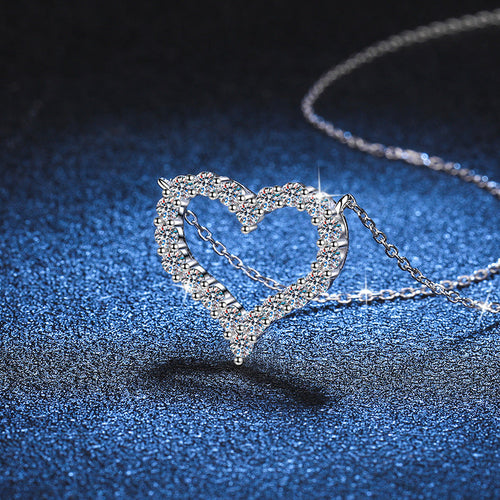 [Riva Jewelry]ROMANTISCHE HERZ-MOISSANIT-ANHÄNGERKETTE