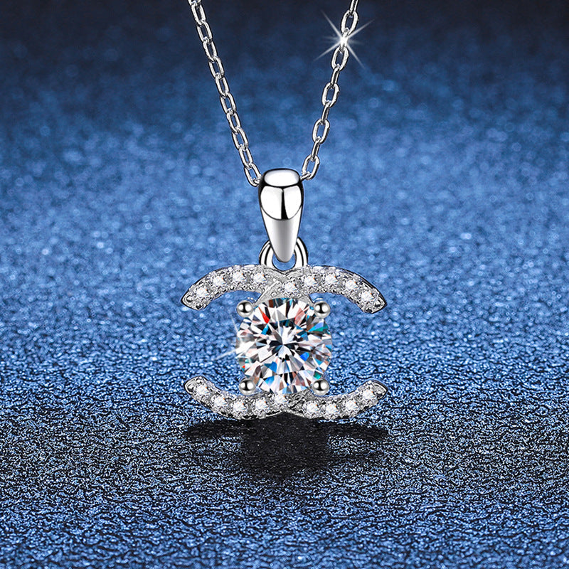 [Riva Jewelry]KLASSISCHE INEINANDERGREIFENDE MOISSANIT-ANHÄNGERKETTE