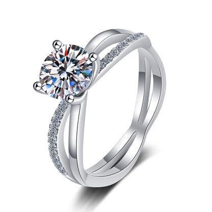 [Riva Jewelry]ELEGANTER 4-KRALLEN KREUZEND MOISSANIT-VERLOBUNGSRING