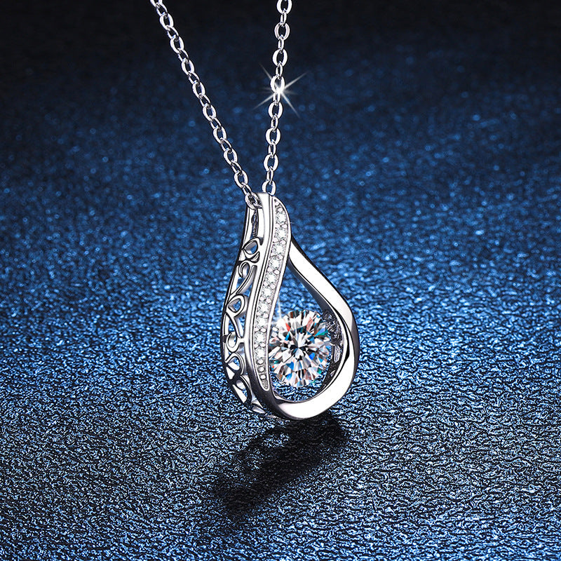 [Riva Jewelry]TANZENDE WASSER TROPFEN MOISSANIT HALSKETTE