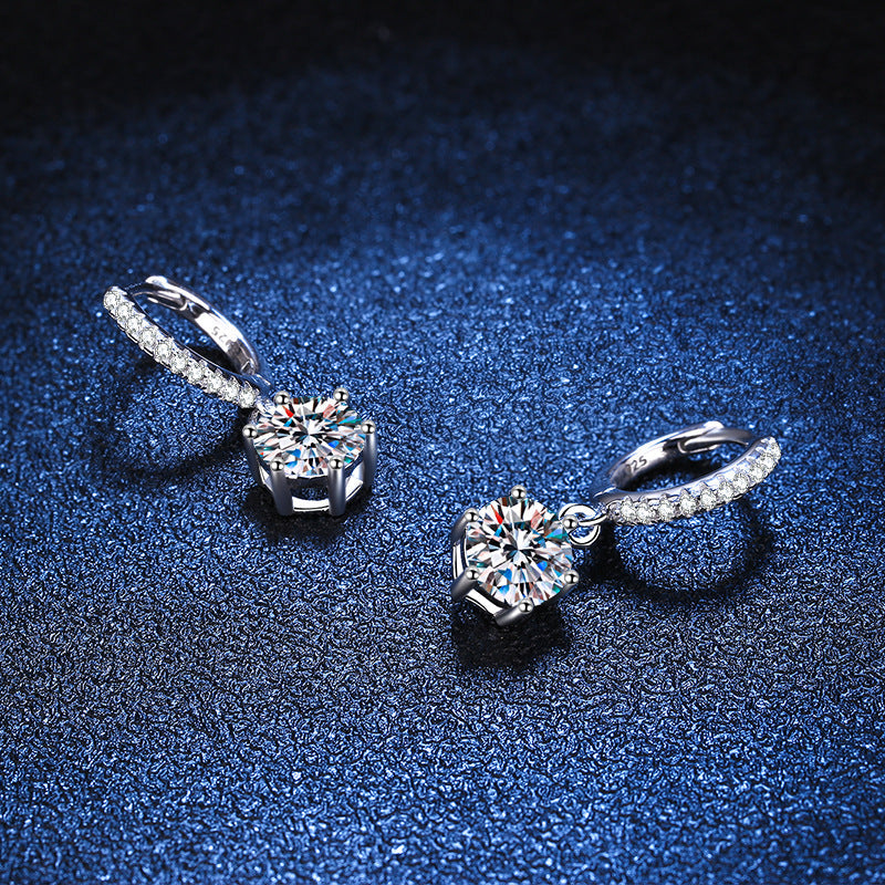 [Riva Jewelry]KLASSISCHE MOISSANIT-OHRRINGE MIT 6-ZACKEN-FASSUNG