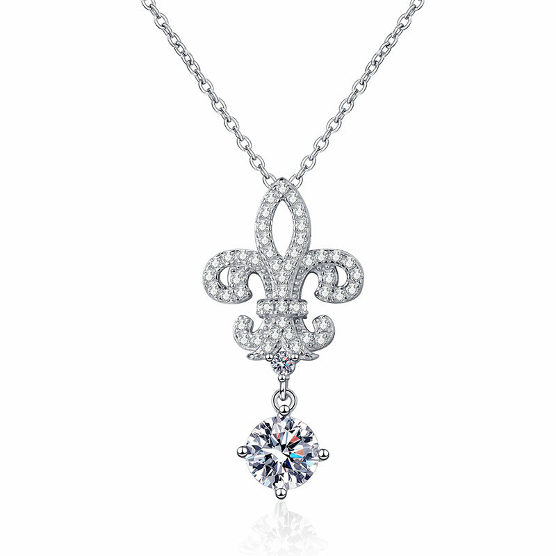 [Riva Jewelry]ROYAL FLEUR-DE-LIS MOISSANIT ANHÄNGERKETTE