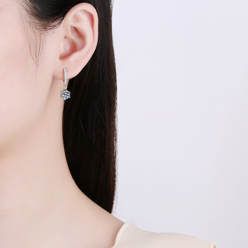 [Riva Jewelry]KLASSISCHE MOISSANIT-OHRRINGE MIT 6-ZACKEN-FASSUNG