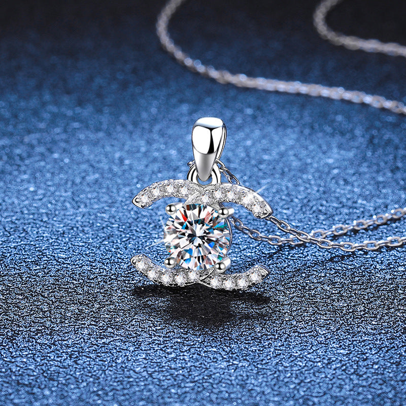 [Riva Jewelry]KLASSISCHE INEINANDERGREIFENDE MOISSANIT-ANHÄNGERKETTE
