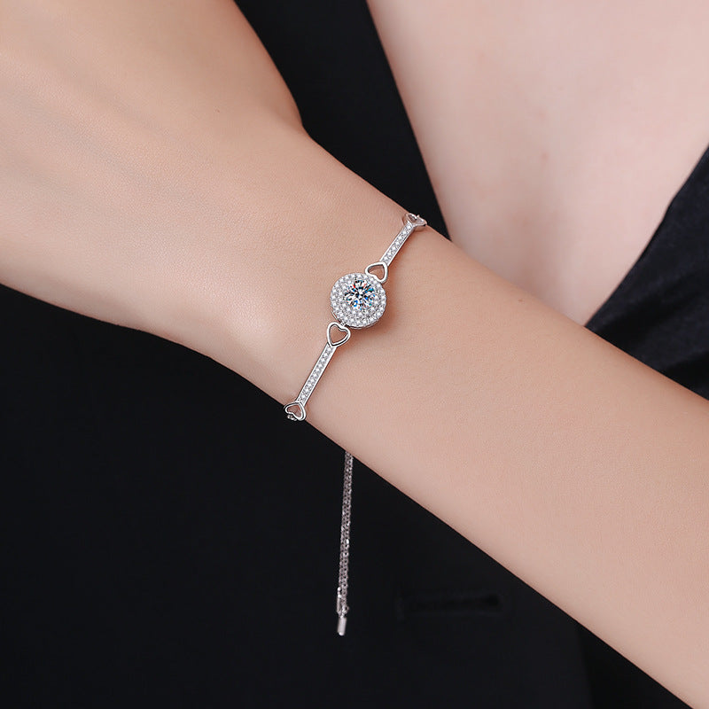 [Riva Jewelry]VERSCHRÄNKTES HERZ- & KREIS-MOISSANIT-ARMBAND
