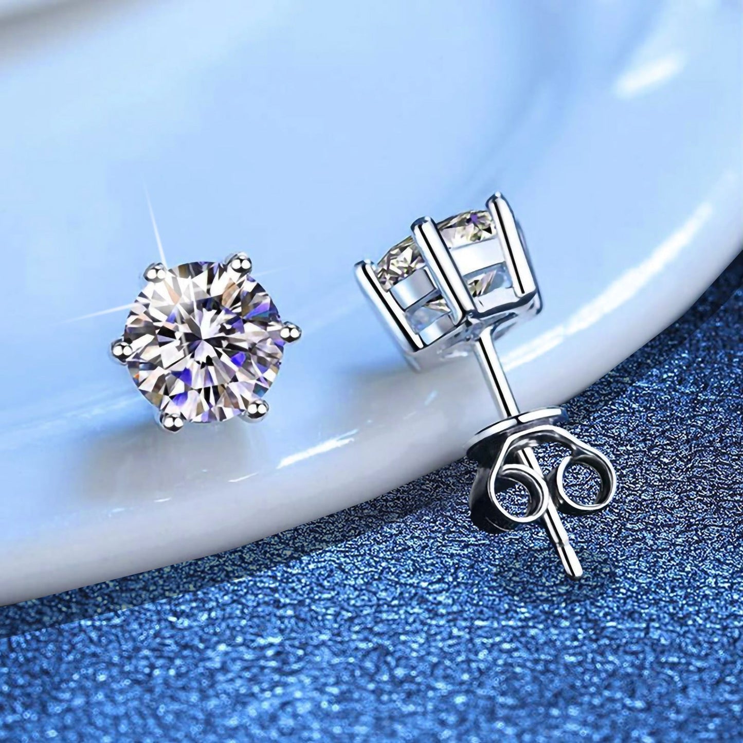[Riva Jewelry]6本爪 モアッサナイト イヤリング