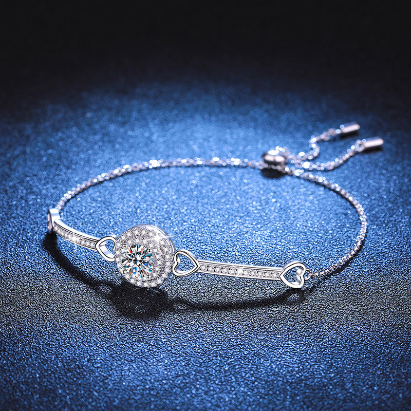 [Riva Jewelry]VERSCHRÄNKTES HERZ- & KREIS-MOISSANIT-ARMBAND