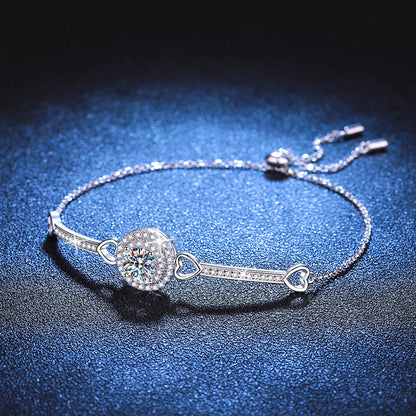 [Riva Jewelry]VERSCHRÄNKTES HERZ- & KREIS-MOISSANIT-ARMBAND