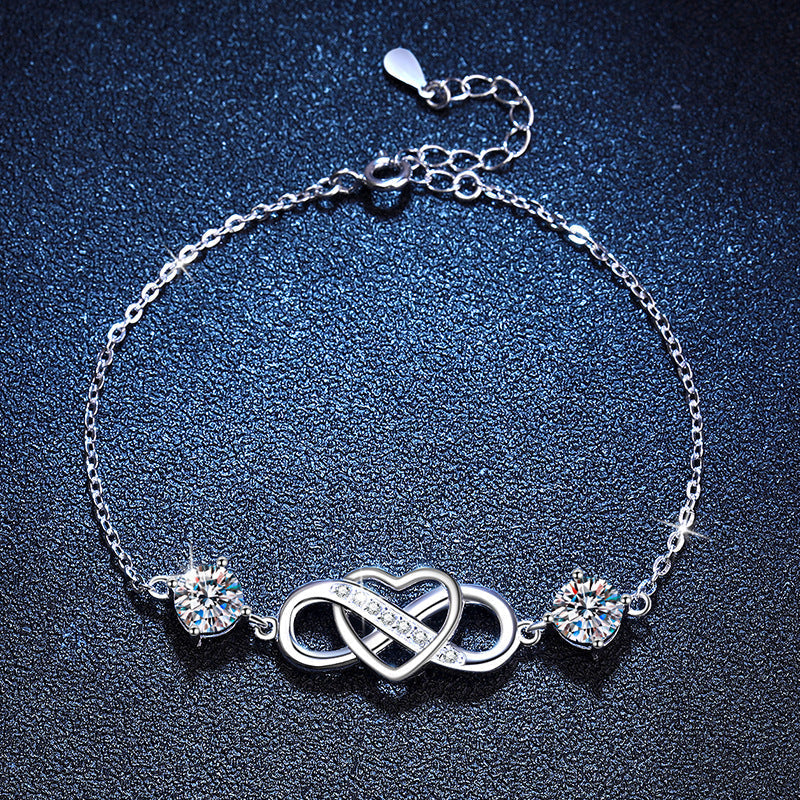 [Riva Jewelry]ダブルストーン "ラブリンク" モアッサナイト ブレスレット