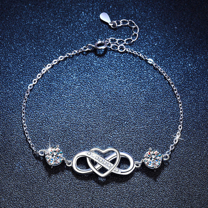 [Riva Jewelry]ダブルストーン "ラブリンク" モアッサナイト ブレスレット