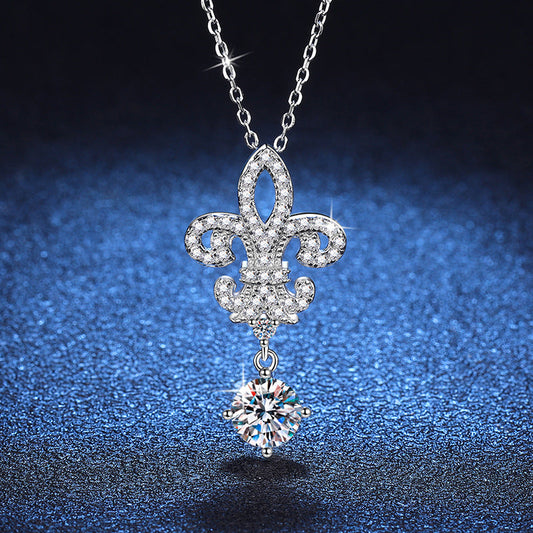 [Riva Jewelry]ロイヤル フルール・ド・リス モアッサナイト ペンダントネックレス