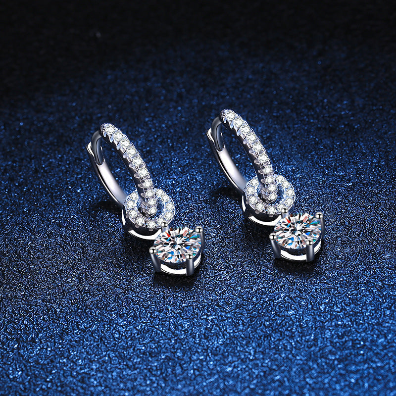 [Riva Jewelry]VERSCHRÄNKTE DOPPELRING-MOISSANIT-OHRHÄNGER