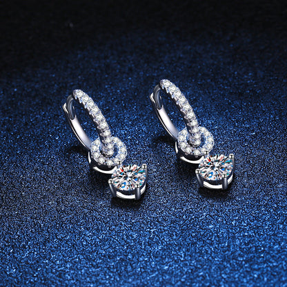 [Riva Jewelry]VERSCHRÄNKTE DOPPELRING-MOISSANIT-OHRHÄNGER