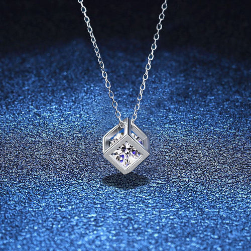 [Riva Jewelry]GEOMETRISCHE ZUCKERWÜRFEL MOISSANIT-HALSKETTE