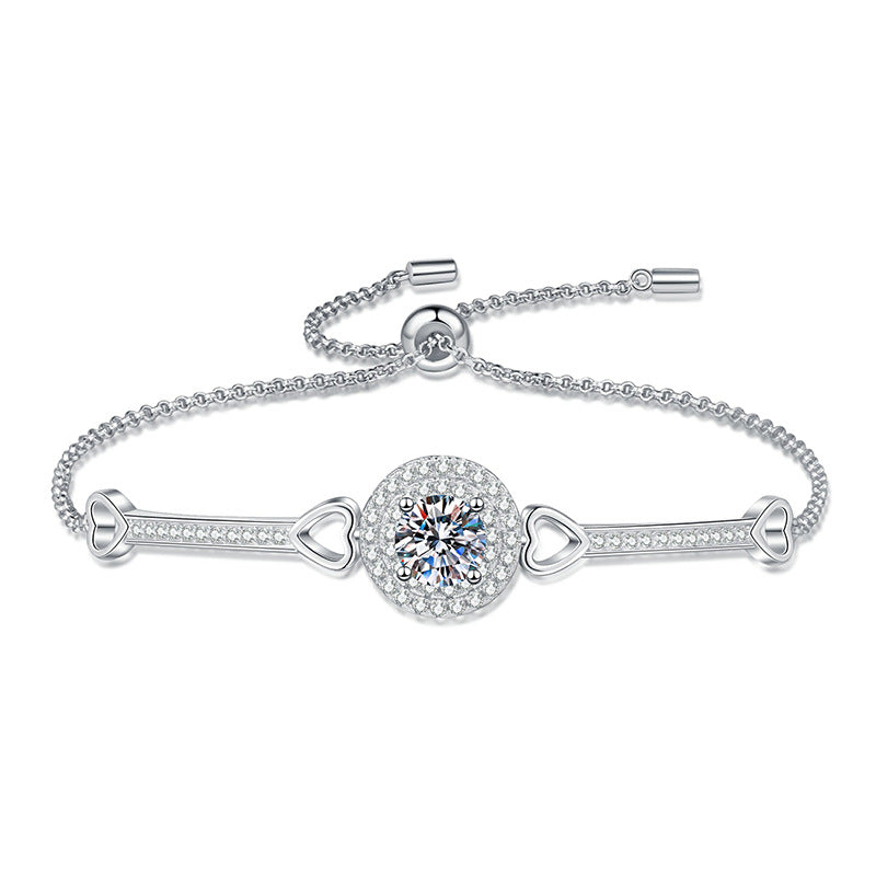 [Riva Jewelry]VERSCHRÄNKTES HERZ- & KREIS-MOISSANIT-ARMBAND