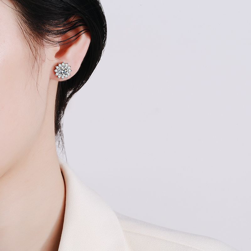 [Riva Jewelry]BLOOMING SUNFLOWER MOISSANITE STUD EARRINGS