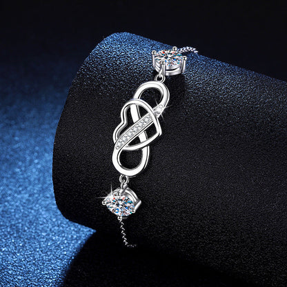 [Riva Jewelry]ダブルストーン "ラブリンク" モアッサナイト ブレスレット