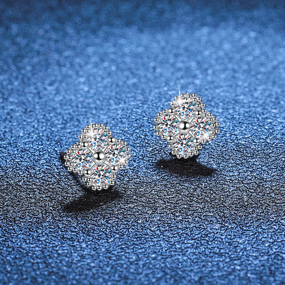 [Riva Jewelry]ELEGANTE VIERBLÄTTRIGE KLEE-MOISSANIT-OHRSTECKER