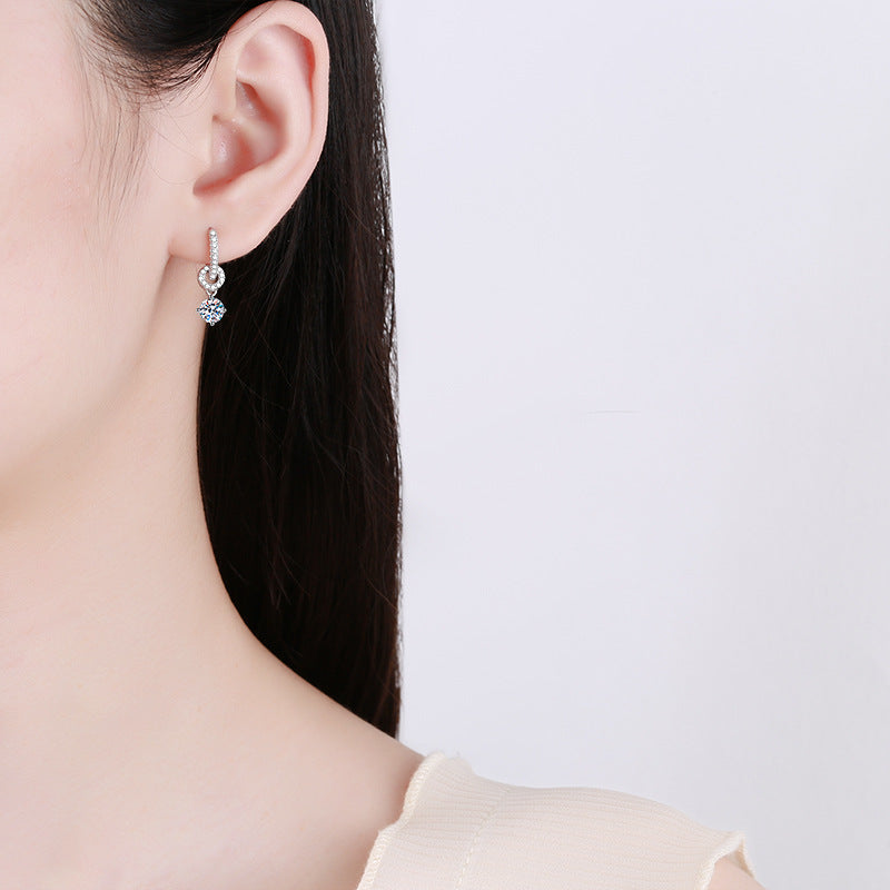 [Riva Jewelry]VERSCHRÄNKTE DOPPELRING-MOISSANIT-OHRHÄNGER