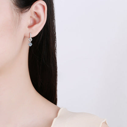 [Riva Jewelry]VERSCHRÄNKTE DOPPELRING-MOISSANIT-OHRHÄNGER