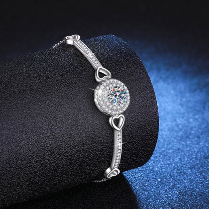 [Riva Jewelry]VERSCHRÄNKTES HERZ- & KREIS-MOISSANIT-ARMBAND